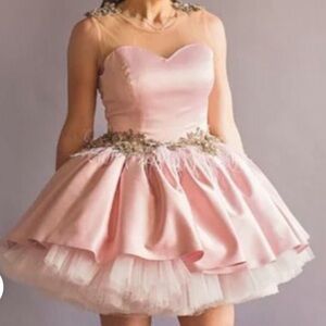 Mommy and me Elegant Pink Dress with Tulle Skirt and girl